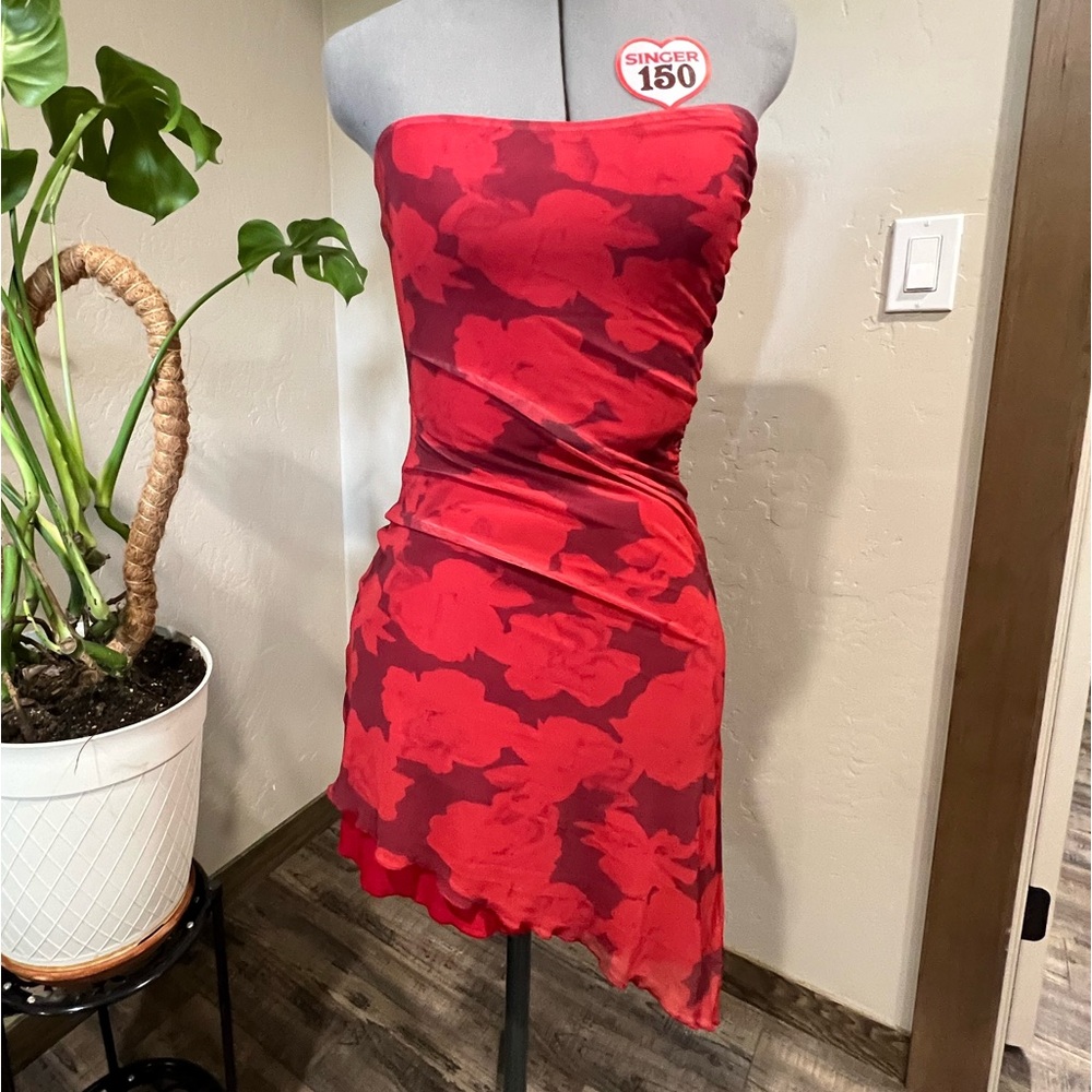 Donelli Mini Dress Burgundy / Red Floral